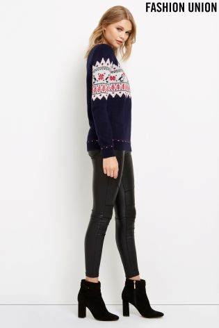 Fashion Union Kissing Penguin Novelty Jumper